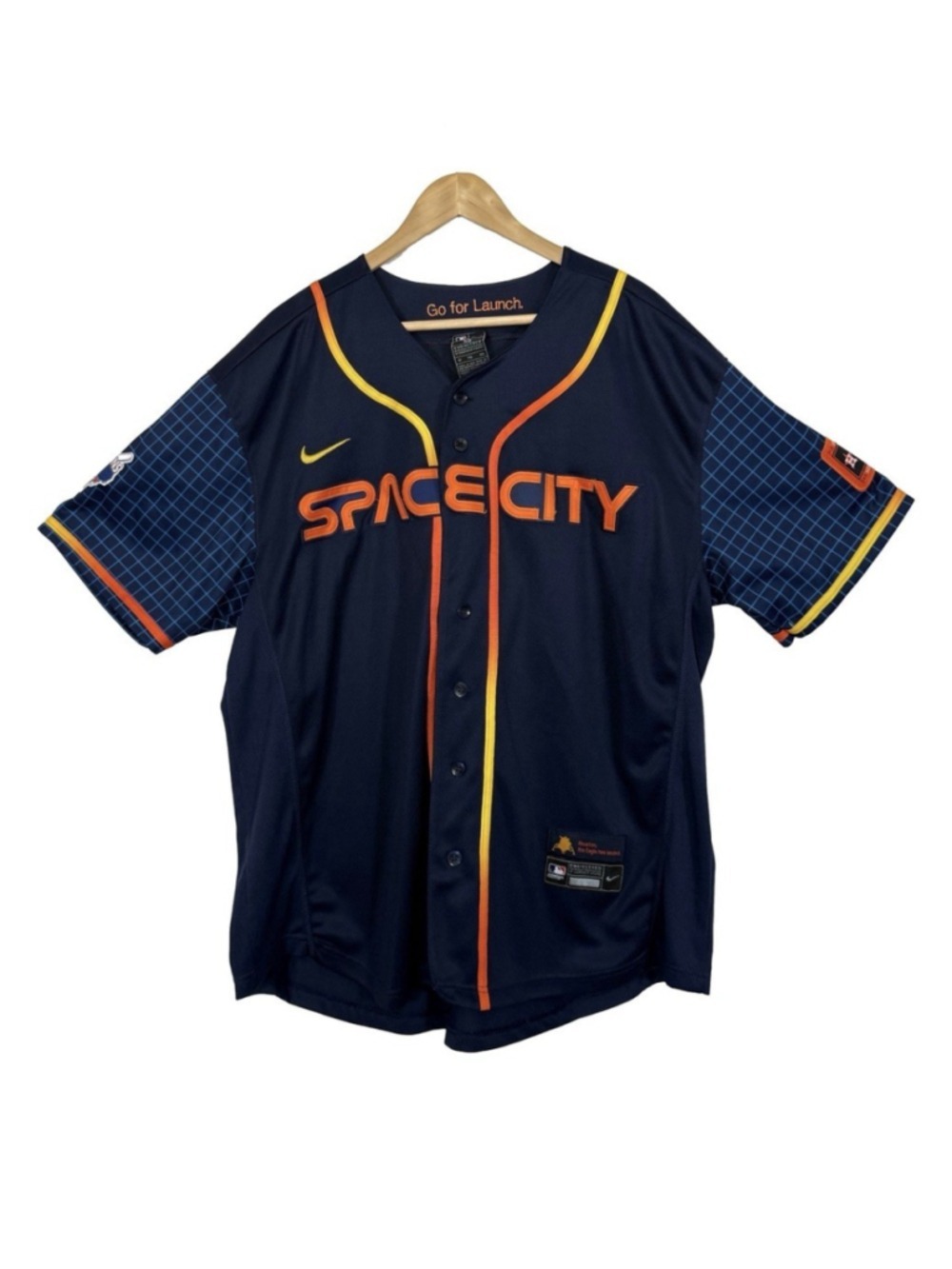 Nike Houston Astros Baseball Jersey 2XL/52 Blue City Connect Cpt. Obvious